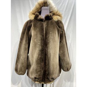 sheared beaver stroller hood car lynx trim zipper (50050)